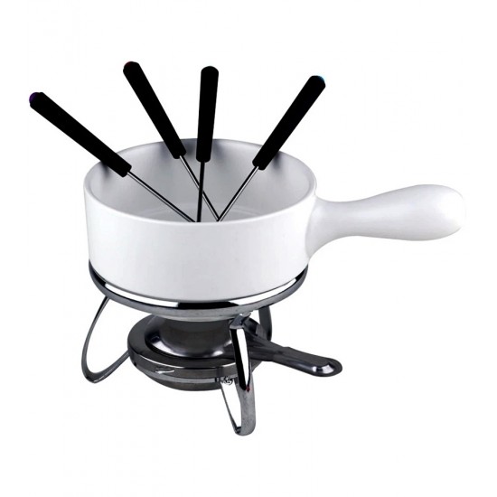 Aparelho Para Fondue 8 Peças Em Cerâmica 24,5cm por 15,5cm Cor Branca